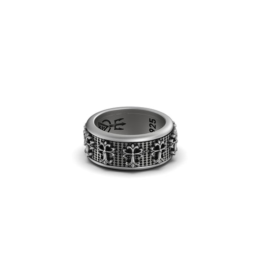 Rotating Gothic Cross Band - Engravable