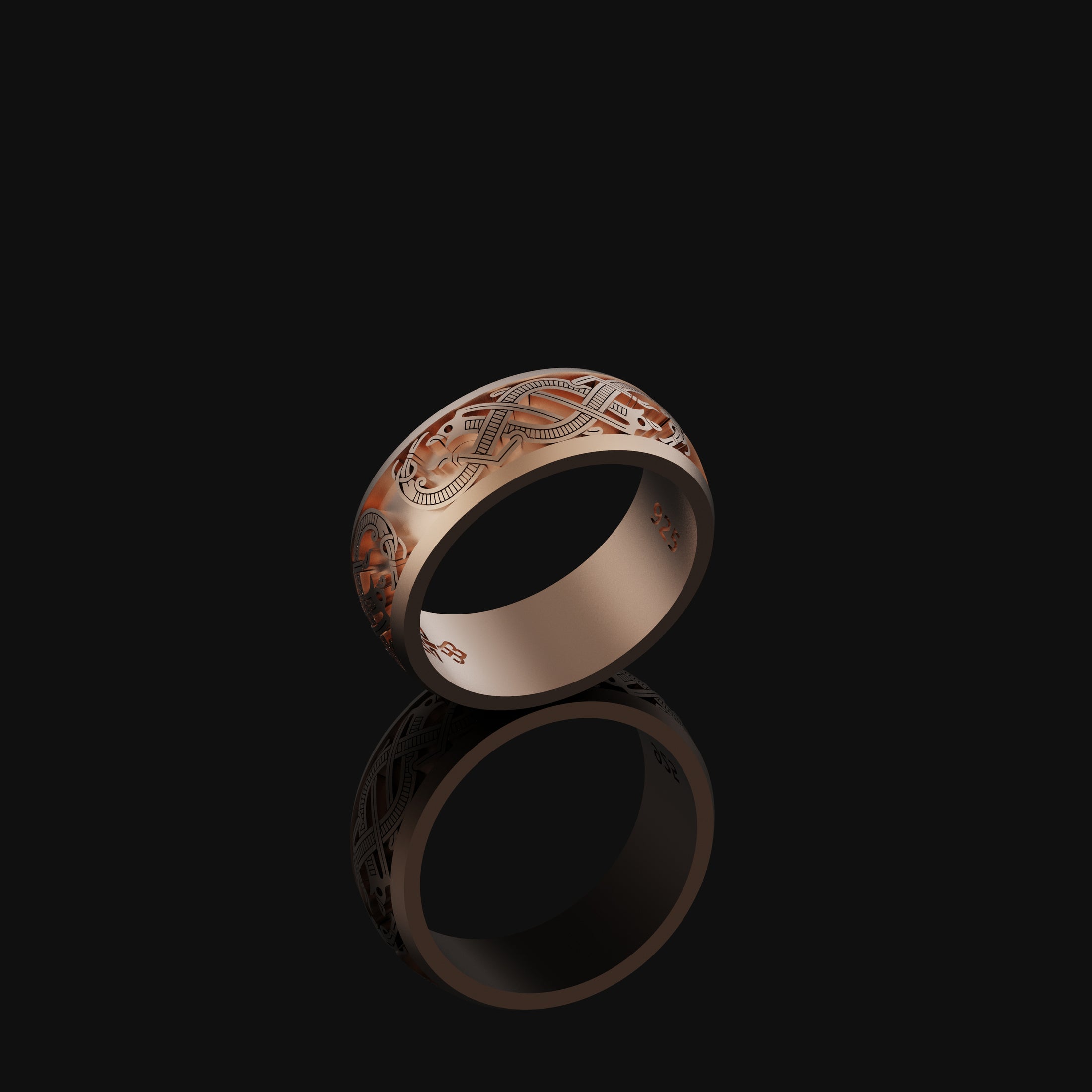 Slavic Dragon Band - Engravable Rose Gold Finish