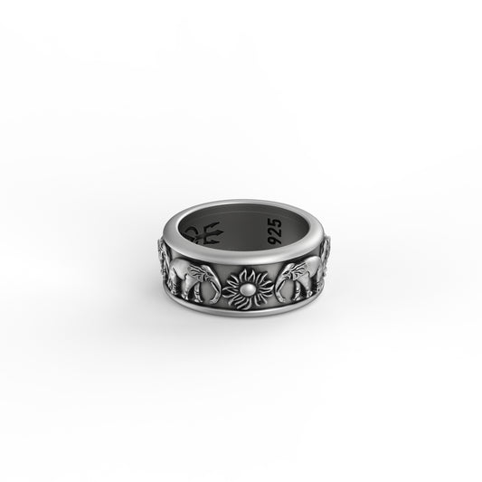 Rotating Elephants Band - Engravable - Angelios Jewelry