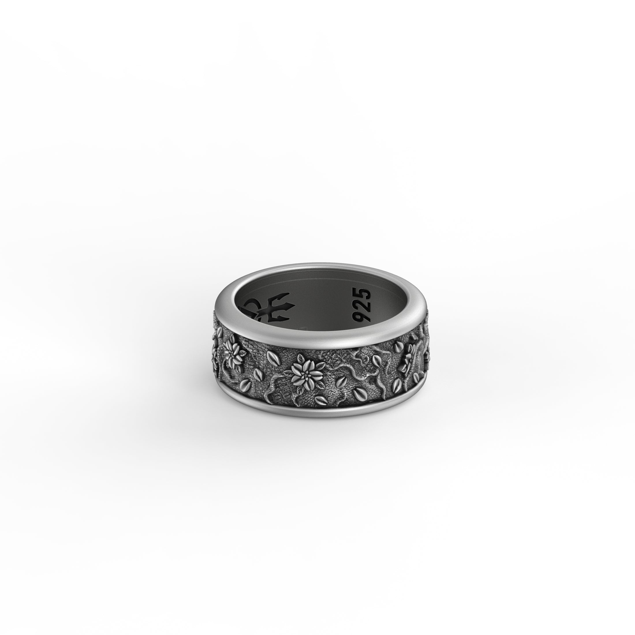 Rotating Flowers Band - Engravable - Angelios Jewelry