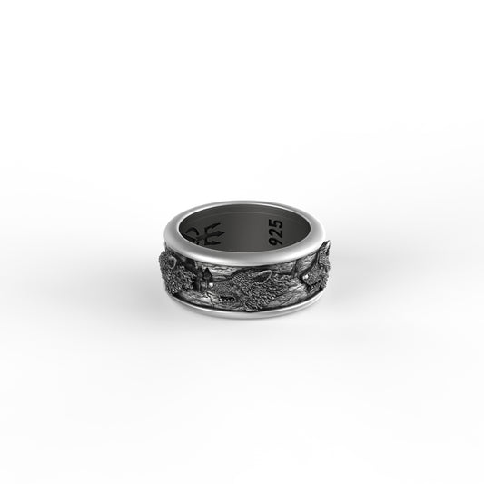 Rotating Wolfpack Band - Engravable - Angelios Jewelry
