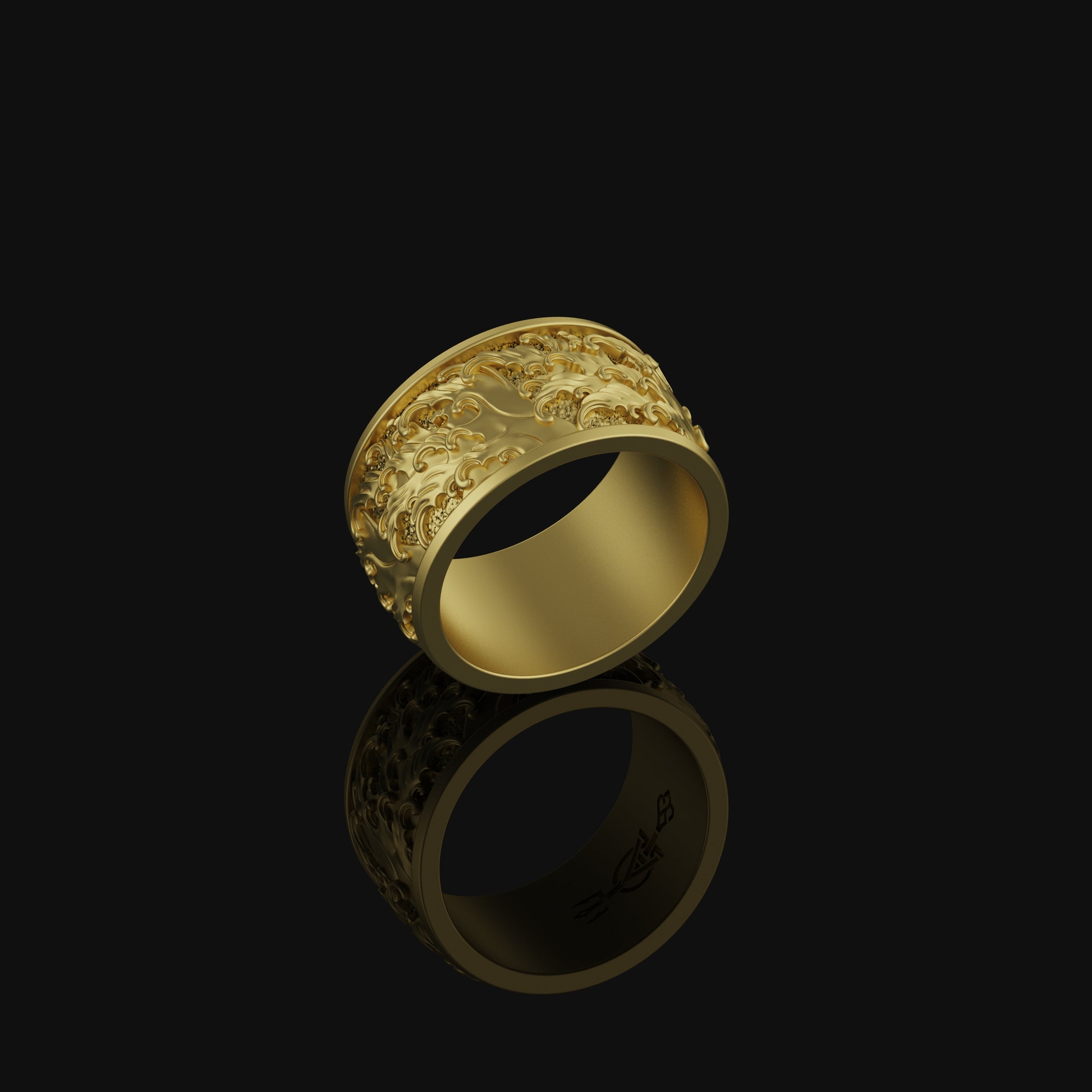Tides and Waves Band - Engravable Gold Finish