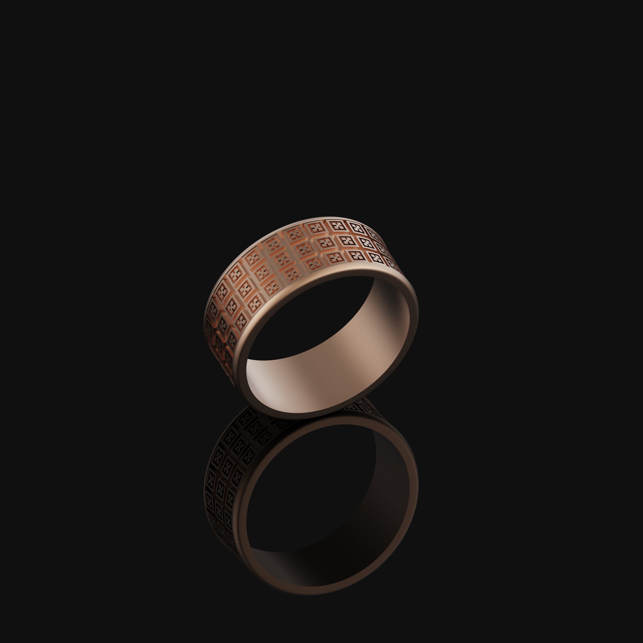 X Cross Band - Engravable Rose Gold Finish
