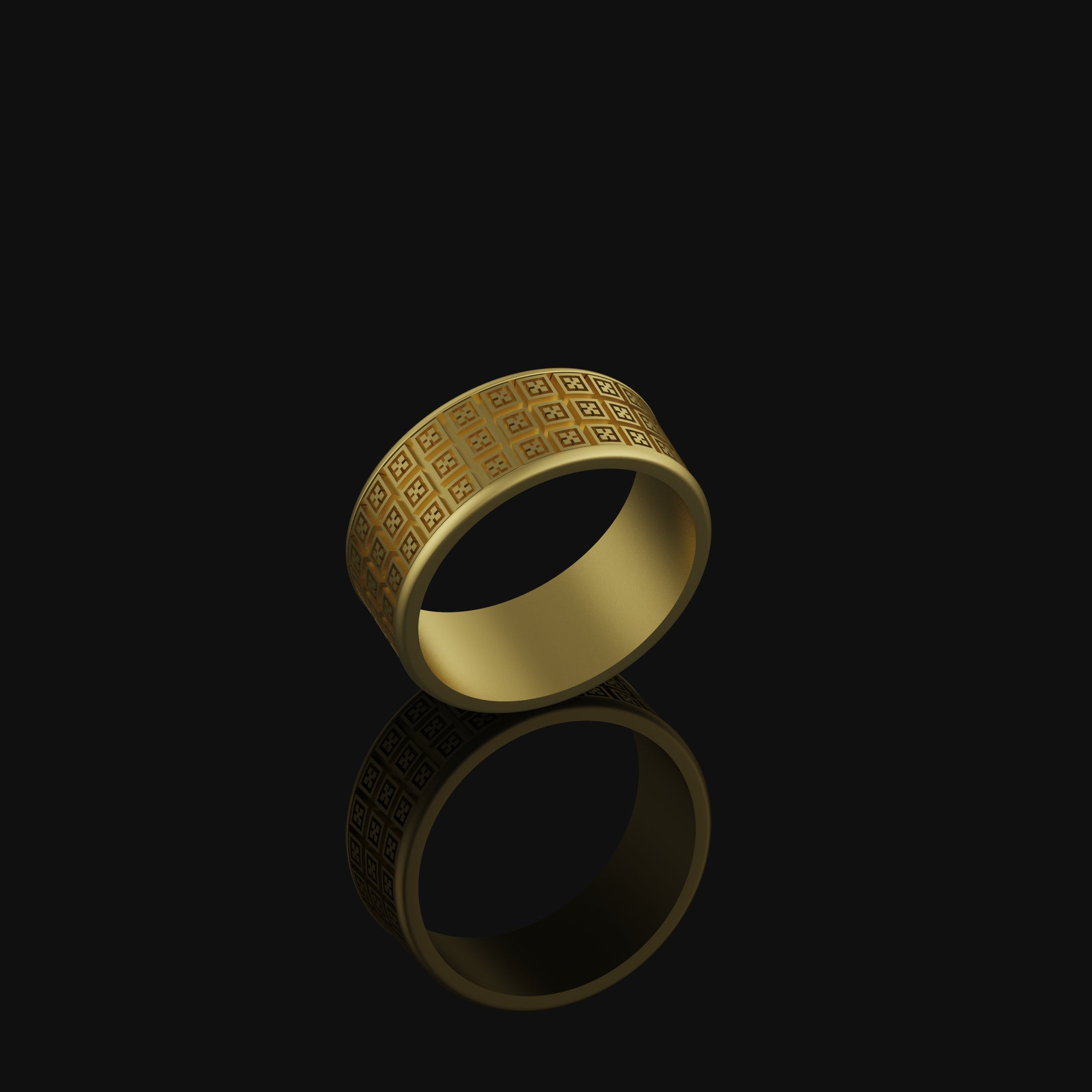 X Cross Band - Engravable Gold Finish