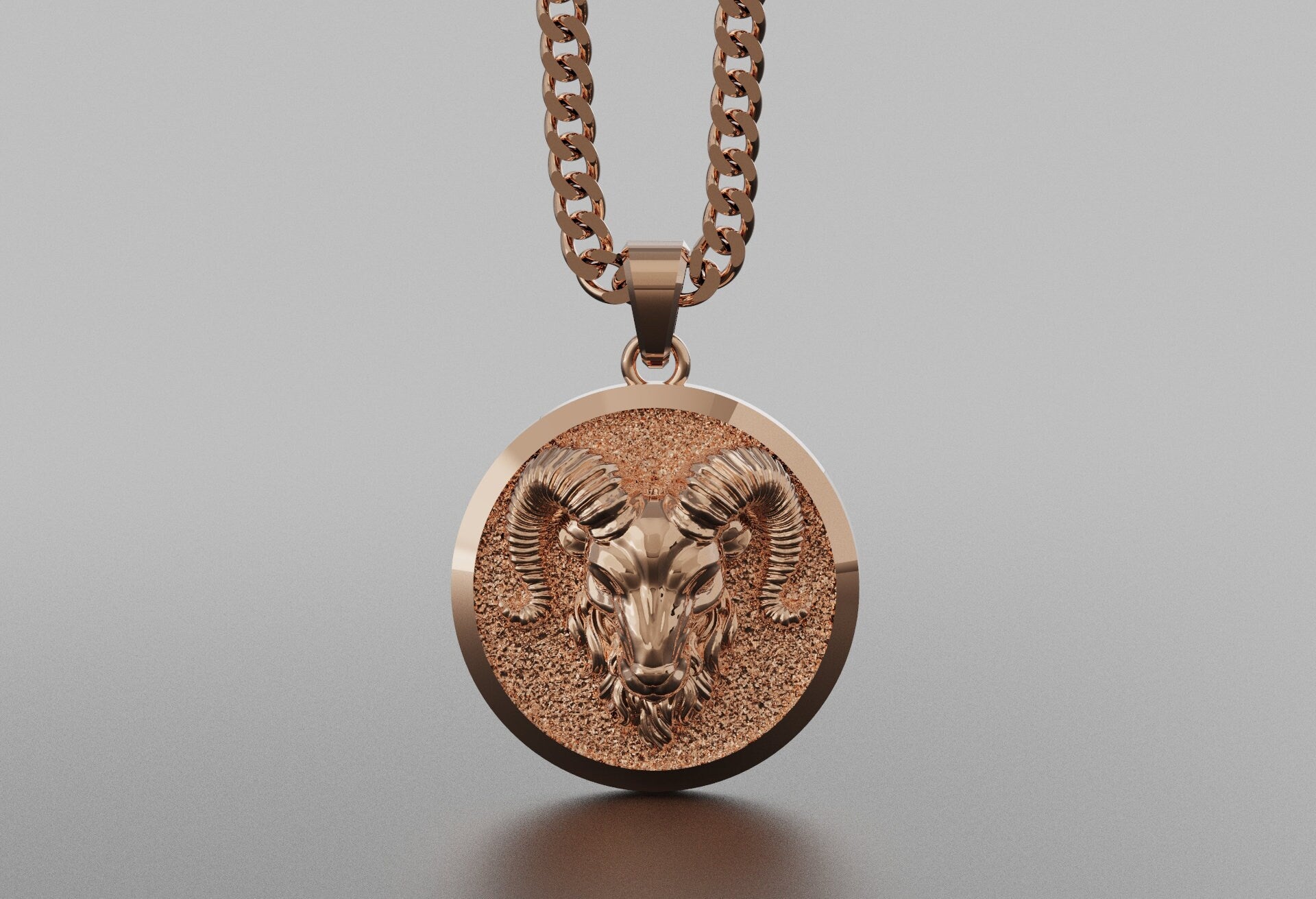 Gold Ram Pendant - Engravable