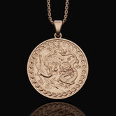 Silver Dragon And Phoenix Necklace Yin & Yang Chinese Mythologic Sacred Emblems Symbolic Gift Animals Women's Pendant Empress Men's Emperor