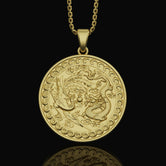 Silver Dragon And Phoenix Necklace Yin & Yang Chinese Mythologic Sacred Emblems Symbolic Gift Animals Women's Pendant Empress Men's Emperor