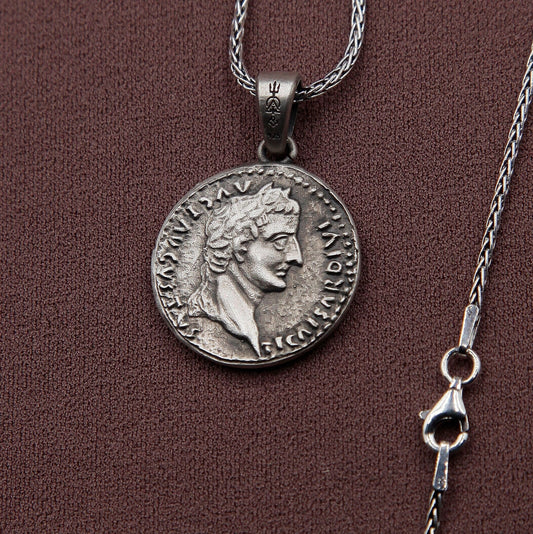 Ancient Roman Emperor's Tiberius Medallion, Coin Pendant, Symbol, Exquisite Author's Jewelry Roman Coin Necklace, Historical Jewelry