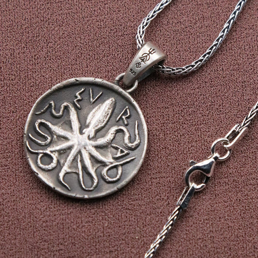 Silver Octopus Signet Coin, Atocha Treasure Coin, Kraken Necklace, Atocha, Coin Necklace, Atocha Coin, Replica Coin, Octopus Coin