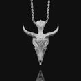 Bild in Galerie-Betrachter laden, Silver Satanic Baphomet's Head Pendant, Leviathan Cross, Two-sided Gothic Necklace, Lucifer's Follower Charm, Satanic Gift Cross, Occult
