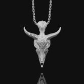 Silver Satanic Baphomet's Head Pendant, Leviathan Cross, Two-sided Gothic Necklace, Lucifer's Follower Charm, Satanic Gift Cross, Occult