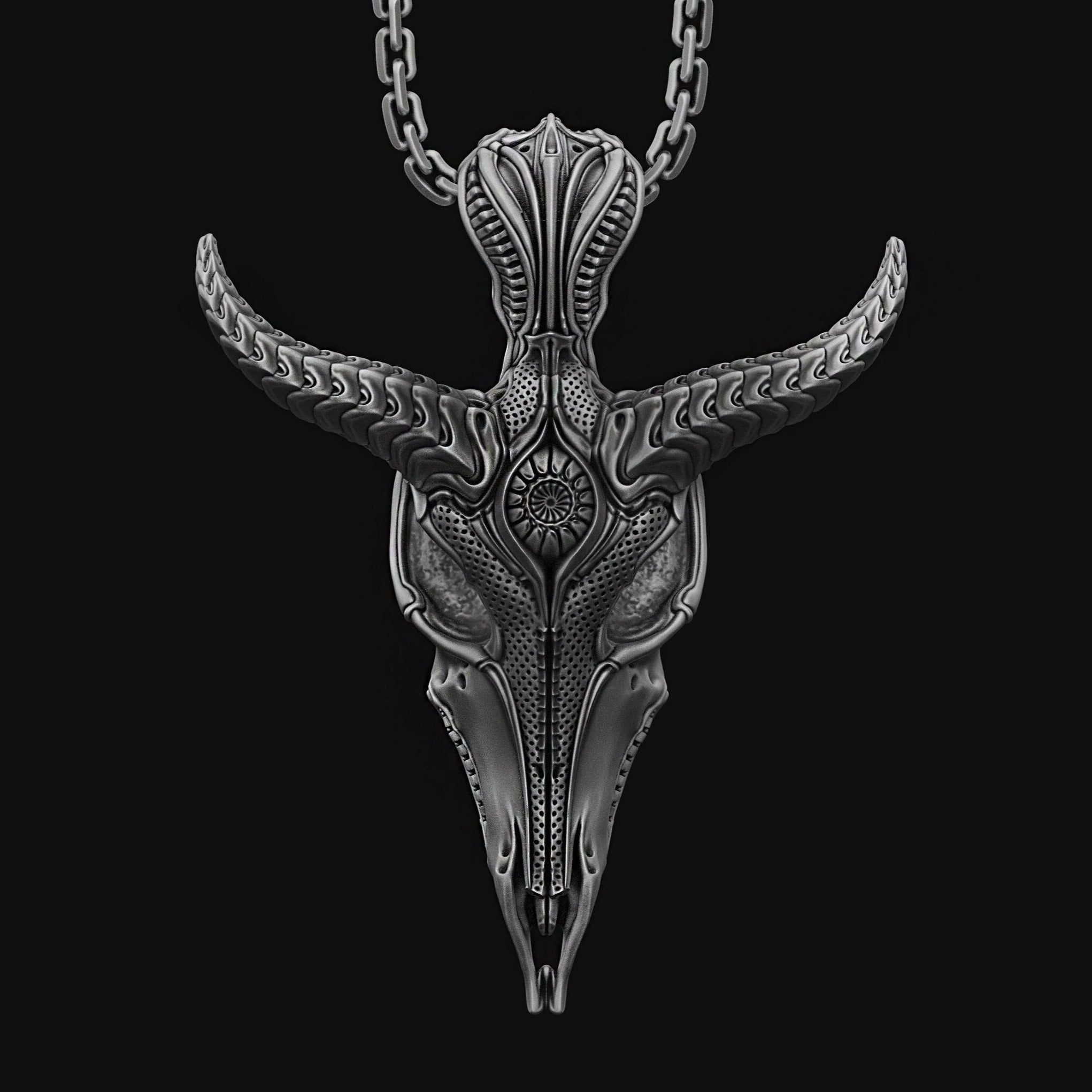 Silver Satanic Baphomet's Head Pendant, Leviathan Cross, Two-sided Gothic Necklace, Lucifer's Follower Charm, Satanic Gift Cross, Occult