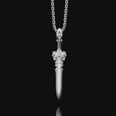 Oxidized Blade Necklace, Cool Gothic Sword Necklace, Sterling Silver Medieval Weapon Necklace For Boyfriend, Warrior Necklace
