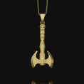 Load image into Gallery viewer, Viking Labrys Axe Warrior Necklace Sterling Silver, Double Sided Viking Axe For Boyfriend, War Axe Necklace For Husband, Male Necklace

