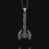 Viking Labrys Axe Warrior Necklace Sterling Silver, Double Sided Viking Axe For Boyfriend, War Axe Necklace For Husband, Male Necklace