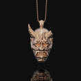 Load image into Gallery viewer, Samurai, Oni Mask Pendant, Demon, Ronin Samurai Necklace, Japanese Mask, Demon Necklace, Christmas Gift For Him, Japanese Demon
