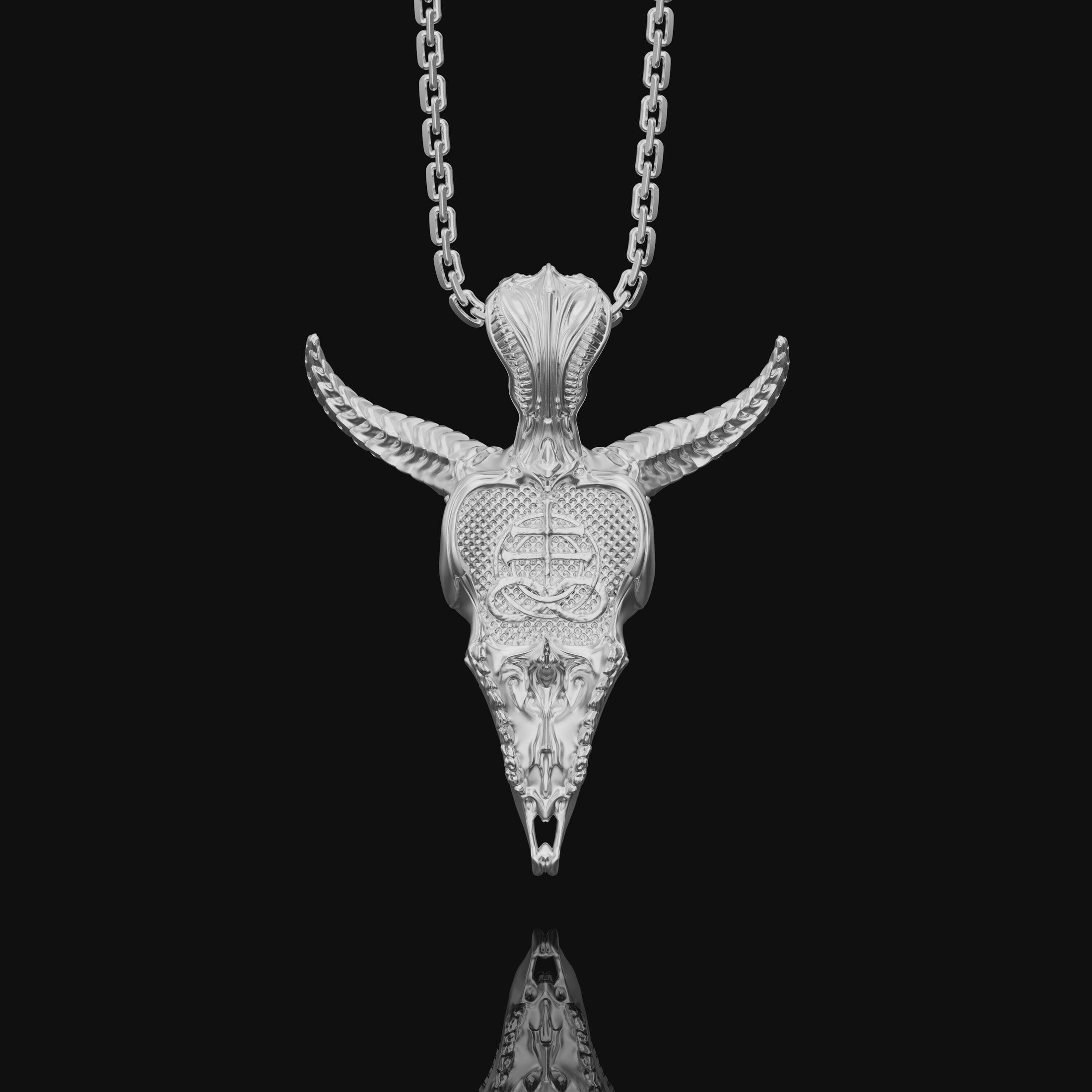 Silver Satanic Baphomet's Head Pendant, Leviathan Cross, Two-sided Gothic Necklace, Lucifer's Follower Charm, Satanic Gift Cross, Occult