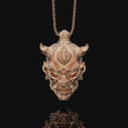 Load image into Gallery viewer, Biomechanical Oni Mask Pendant, Japanese, Sterling Silver Jewelry, Valentine Gift For Him, Men's Necklace, Cyber Samurai Accessory

