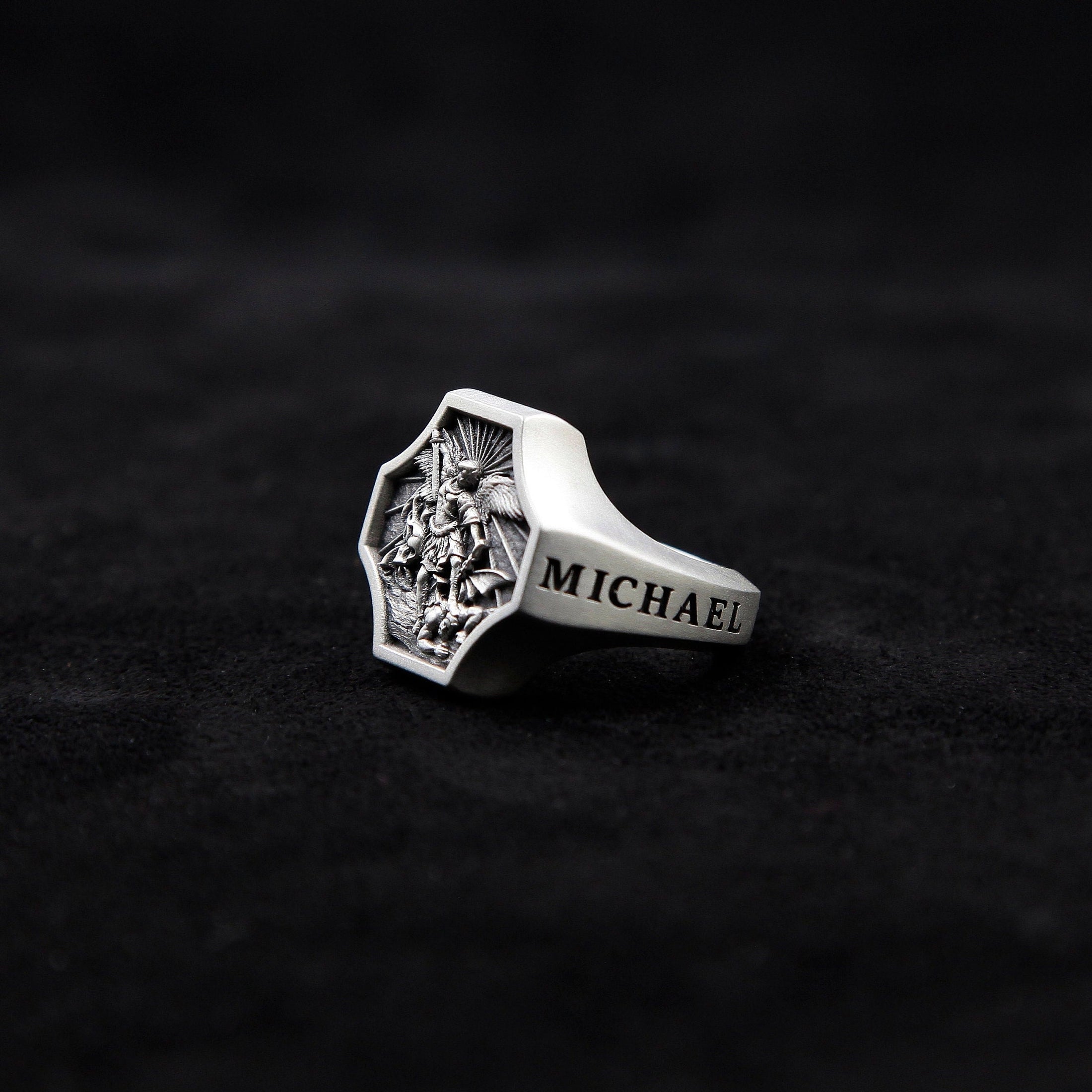 Archangel Saint Michael Silver Ring, Guardian Of Church St Michael, Religious Jewelry, Signet Ring, Mens Gift, Black Friday, Valentine Gifts
