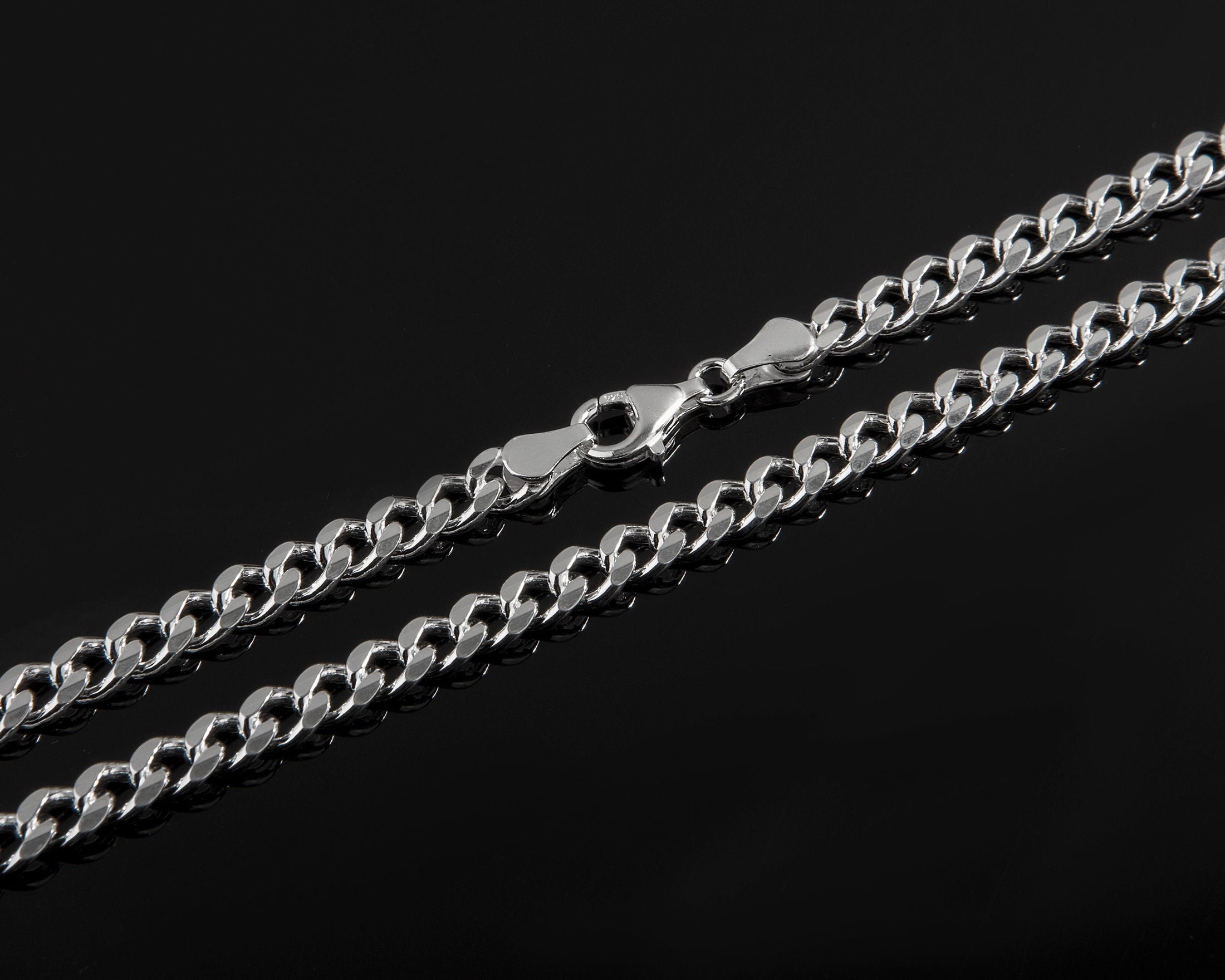 Sterling Silver Cuban Link Chain – 7.2mm, 5.75mm, 3.8mm Gourmet Curb Necklace, Unisex Chain for Men & Women