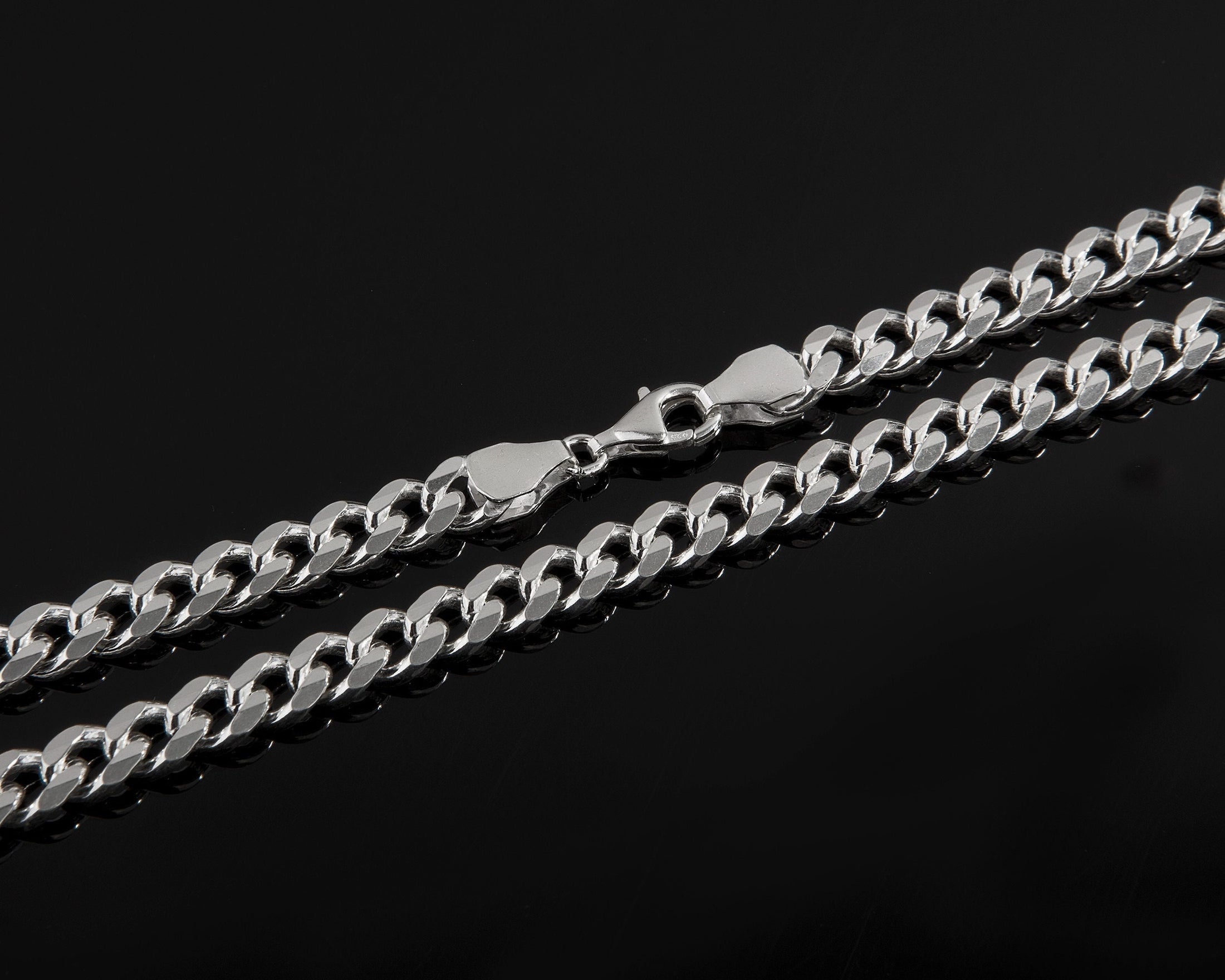 Sterling Silver Cuban Link Chain – 7.2mm, 5.75mm, 3.8mm Gourmet Curb Necklace, Unisex Chain for Men & Women