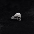 Load image into Gallery viewer, Silver Skull Rings For Mens Signet Skull Ring Unique Gift For Man Biker Skull Ring Silver Pinky Skull Ring Silver Gothic Ring For Men
