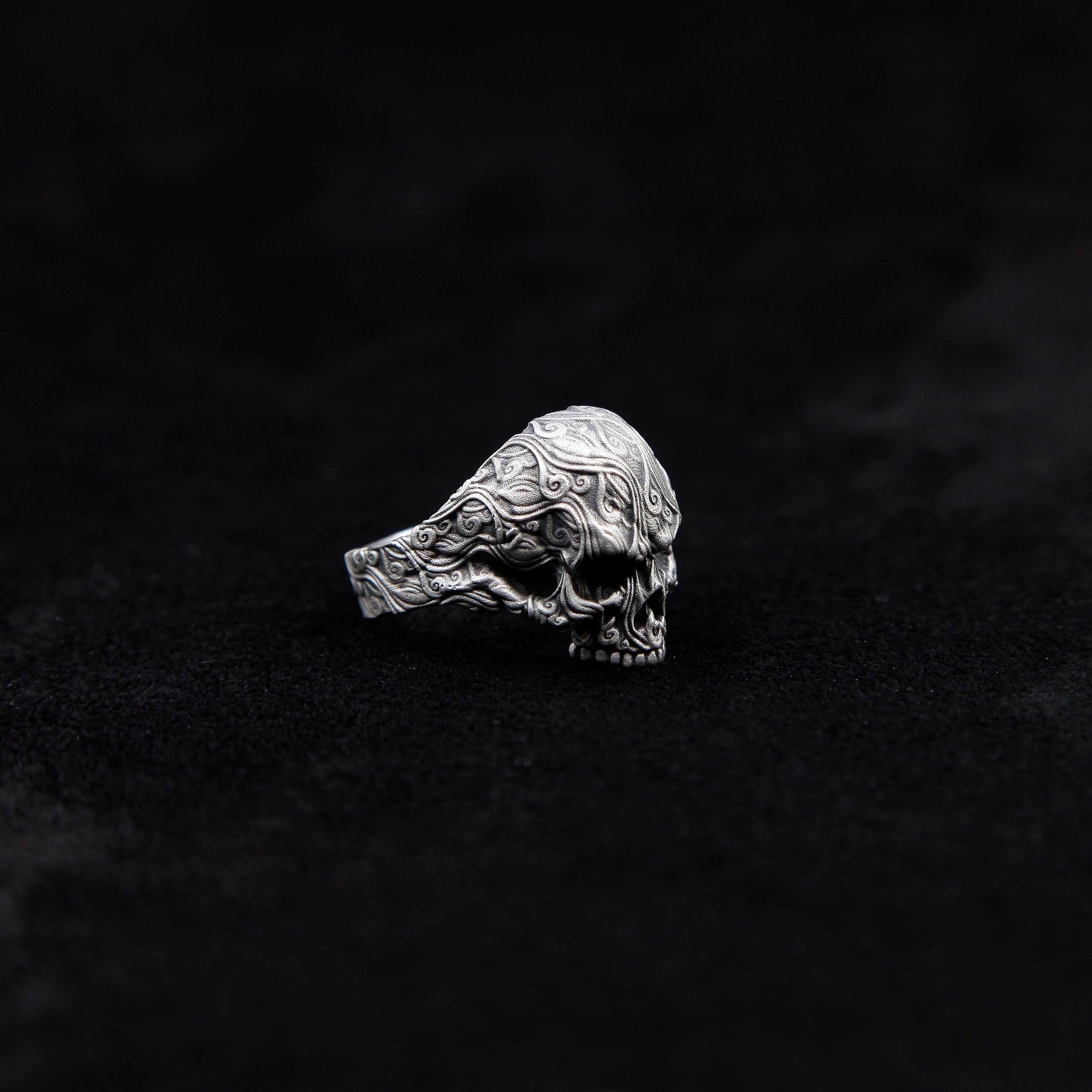 Silver Skull Rings For Mens Signet Skull Ring Unique Gift For Man Biker Skull Ring Silver Pinky Skull Ring Silver Gothic Ring For Men