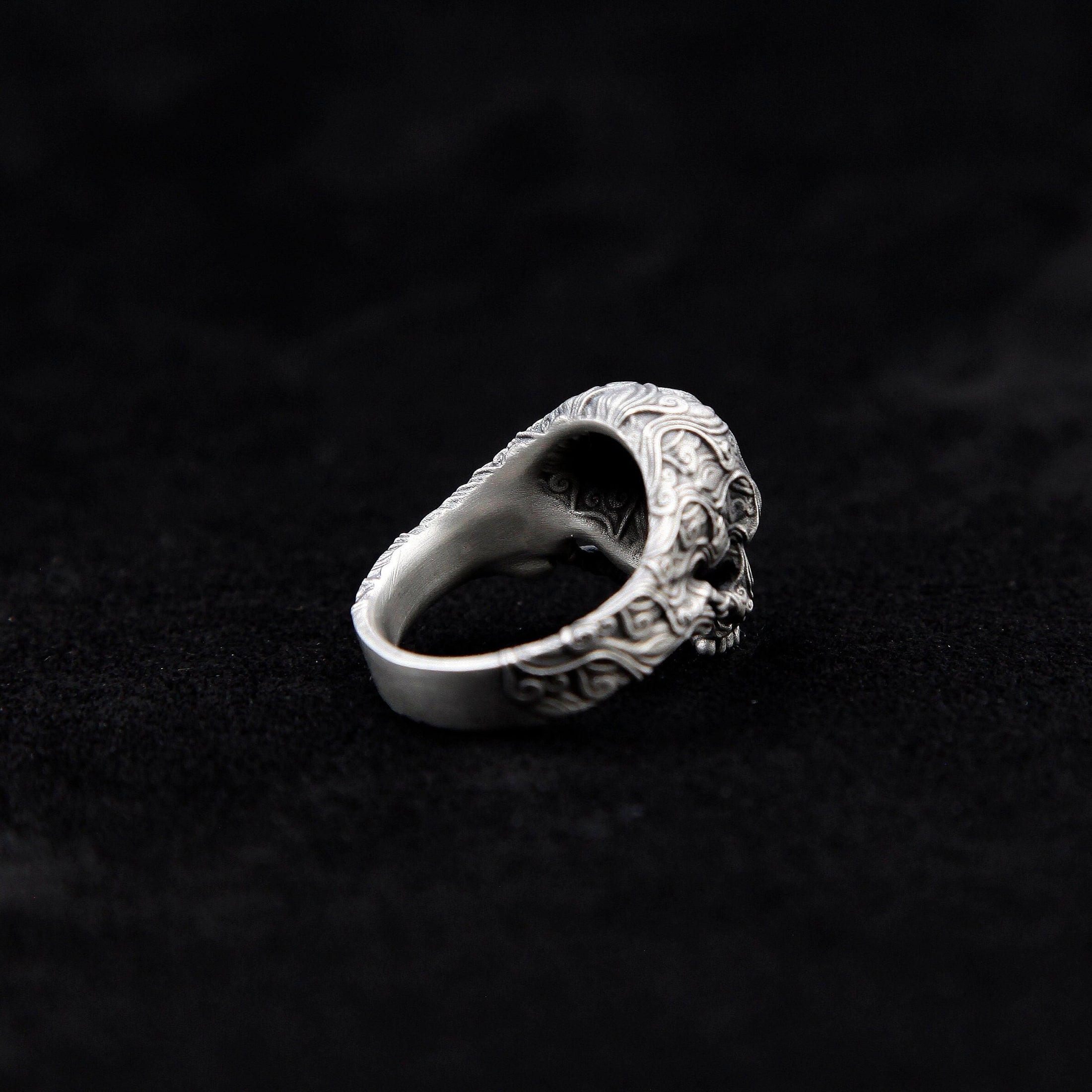Silver Skull Rings For Mens Signet Skull Ring Unique Gift For Man Biker Skull Ring Silver Pinky Skull Ring Silver Gothic Ring For Men