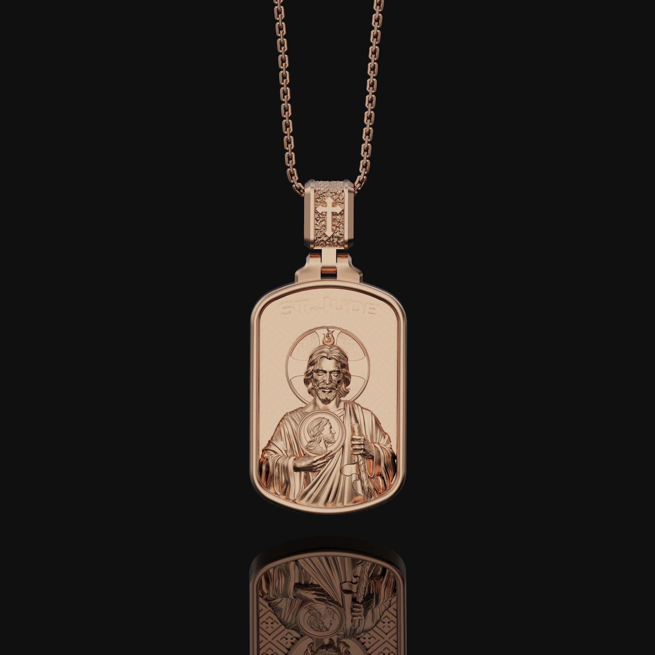 Silver Saint Jude Mens Necklace, Men Saint Jude Medallion, Saint Jude Silver Charm, Christian Medallion, Religious Catholic Silver Necklace