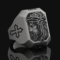 Load image into Gallery viewer, Jesus Christ Crown of Thorns Silver Ring, Jesus Head Ring, Religious Ring, Religious Christian Jewelry, Jesus Christ Ring, Gift for Him
