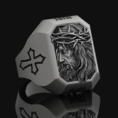 Jesus Christ Crown of Thorns Silver Ring, Jesus Head Ring, Religious Ring, Religious Christian Jewelry, Jesus Christ Ring, Gift for Him