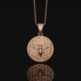 Silver Bee Necklace, Honeybee Charm Necklace, Insect Jewelry, Bumblebee, Birthday Gift, Honeycomb Pendant Gift For Her