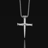Silver Crucifixion Nail Cross Necklace, Cross Pendant, Nail Necklace, Crucifixion Cross, Stake, Religious Jewelry, Religious Accessory