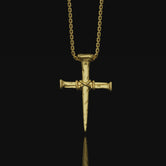 Silver Crucifixion Nail Cross Necklace, Cross Pendant, Nail Necklace, Crucifixion Cross, Stake, Religious Jewelry, Religious Accessory