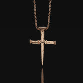 Silver Crucifixion Nail Cross Necklace, Cross Pendant, Nail Necklace, Crucifixion Cross, Stake, Religious Jewelry, Religious Accessory