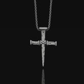 Silver Crucifixion Nail Cross Necklace, Cross Pendant, Nail Necklace, Crucifixion Cross, Stake, Religious Jewelry, Religious Accessory