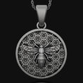 Load image into Gallery viewer, Silver Bee Necklace, Honeybee Charm Necklace, Insect Jewelry, Bumblebee, Birthday Gift, Honeycomb Pendant Gift For Her
