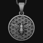 Silver Bee Necklace, Honeybee Charm Necklace, Insect Jewelry, Bumblebee, Birthday Gift, Honeycomb Pendant Gift For Her