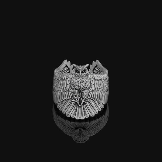 Owl Ring, Bird Ring, Owl Jewelry, Animal Ring, Adjustable Ring, Silver Owl Ring, Sterling Silver Ring, Animal Jewelry