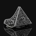 Load image into Gallery viewer, Illuminati Ring, All Seeing Eye, Masonic Ring, Evil Eye Ring, Eye Of Providence, Freemason, Masonic, Triangle, Masonic Jewelry, Gift For Him
