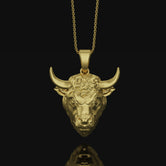 Sterling Silver Bull Head Necklace - 3D Animal Pendant with Oxidized Finish, Unique Detailed Statement Accessory for Wild Western Flair
