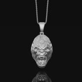 3D Gorilla Necklace, Silver Gorilla Head, Angry Gorilla Charm, Gorilla Jewelry, Primate Necklace, Ape Pendant, Jungle Animal, Unique Gift