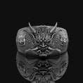 Load image into Gallery viewer, Oni Mask Ring, Demon Ring, Hannya Mask Ring, Biker Ring, Japanese, Devil Ring, Samurai Ring, Oni Mask, Japanese Samurai, Samurai Mask Ring
