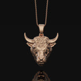 Sterling Silver Bull Head Necklace - 3D Animal Pendant with Oxidized Finish, Unique Detailed Statement Accessory for Wild Western Flair