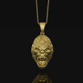 3D Gorilla Necklace, Silver Gorilla Head, Angry Gorilla Charm, Gorilla Jewelry, Primate Necklace, Ape Pendant, Jungle Animal, Unique Gift