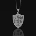 Bild in Galerie-Betrachter laden, Samurai Necklace, Sterling Shield, Masked Warrior, Katana Pendant, Arrow Defense, Men's Charm, Unisex, Japanese History
