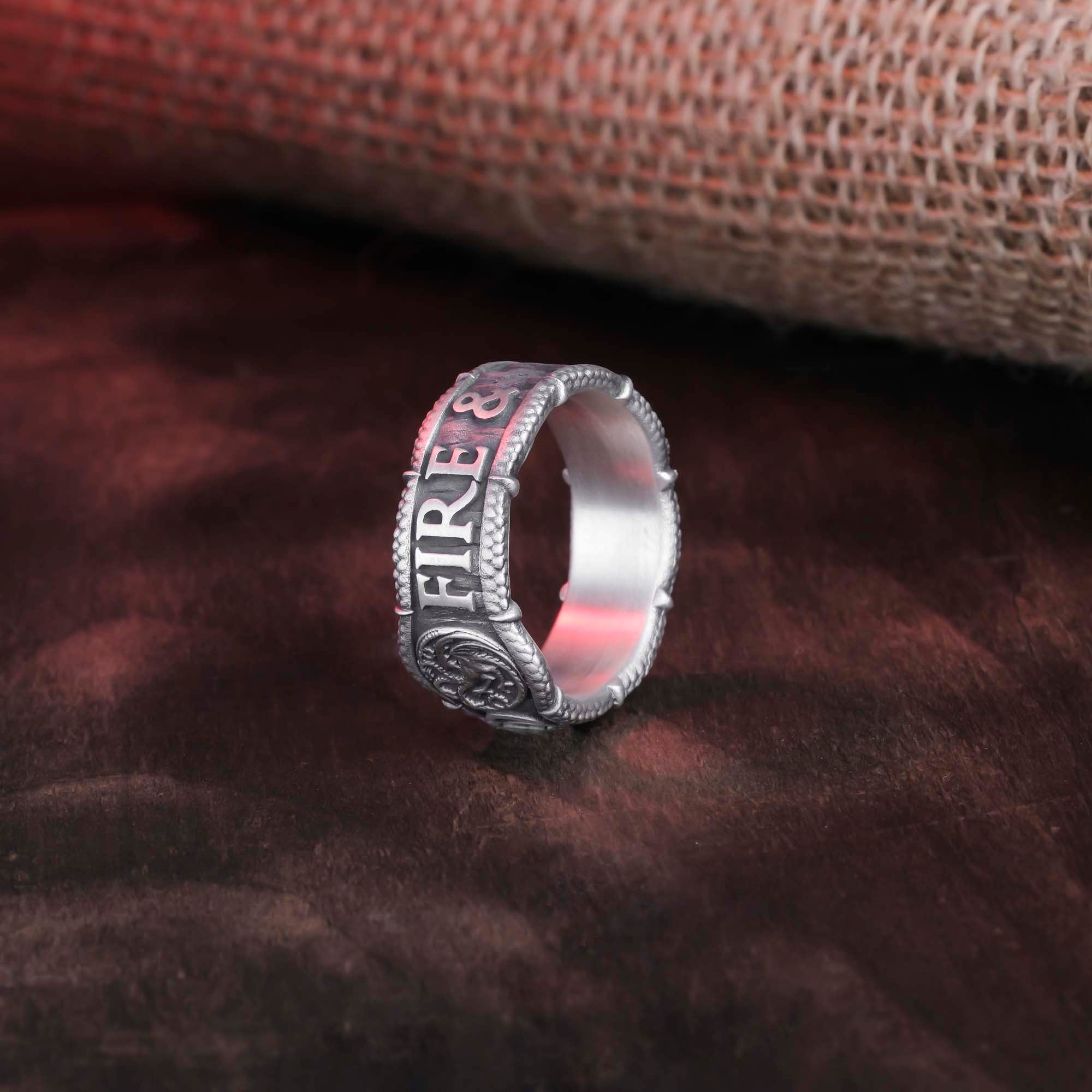 Targaryen Ring, Dragon House Band, Fire and Blood Jewelry, Dragon Scale Band, Epic Saga Accessory, House Of The Dragon