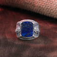 Load image into Gallery viewer, Jesus Thorns Ring, Christian Jewelry, Religious Gift, Cushion Gemstone, Lapis Lazuli Ring, Tiger's Eye, Faith Statement, Bible Theme Ring
