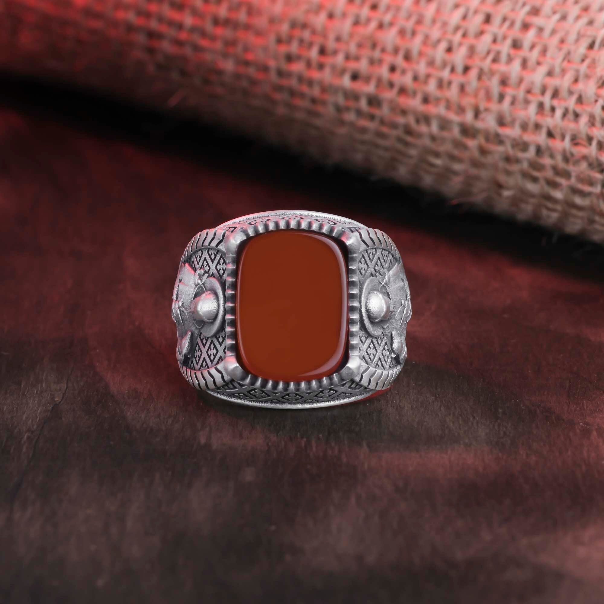 St Francis Ring, Christian Gift, Religious Gift, Cushion Gemstone, Lapis Lazuli Ring, Tiger's Eye Ring, Saint Francis Jewelry