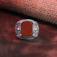 Load image into Gallery viewer, St Jude Ring, Christian Accessory, Religious Gift, Cushion Gemstone, Lapis Lazuli Ring, Tiger Eye Ring, Christian Gift, Faith Ring

